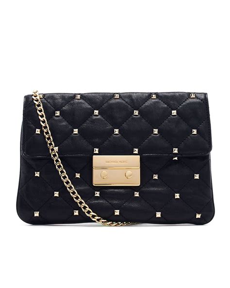 michael kors black ruffle clutch|Michael Kors black purses.